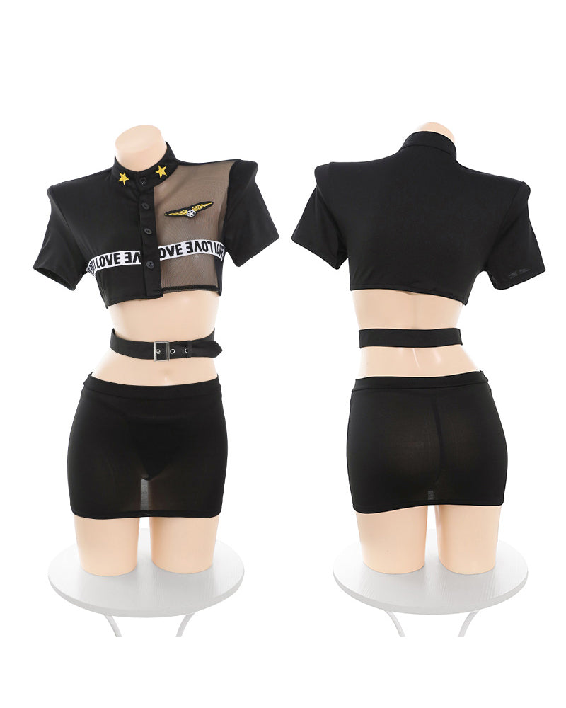 網紗拼接透胸教官套裝 BestCouple HongKong