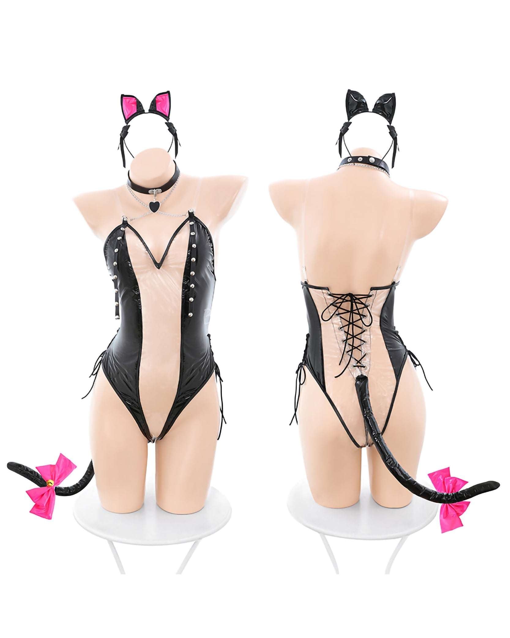 透明綁帶可開襠貓女套裝 BestCouple HongKong