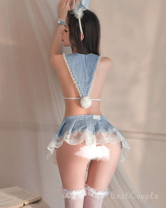 綁帶清新格紋兔女僕裝 BestCouple HongKong