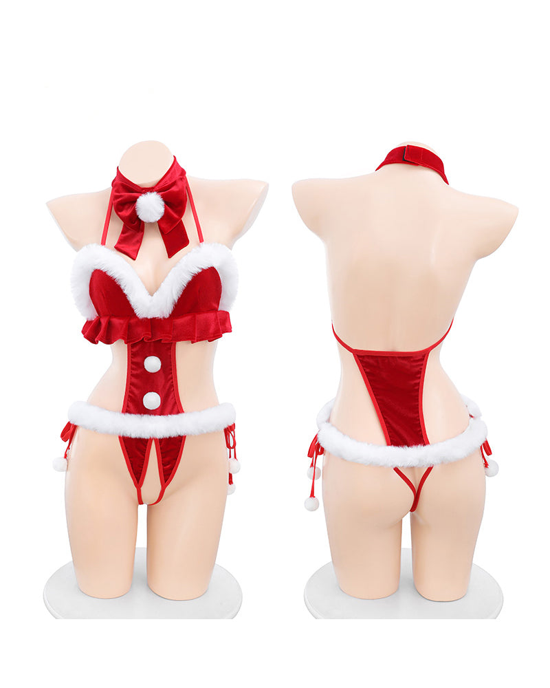 毛絨火辣開襠連體衣套裝 BestCouple HongKong