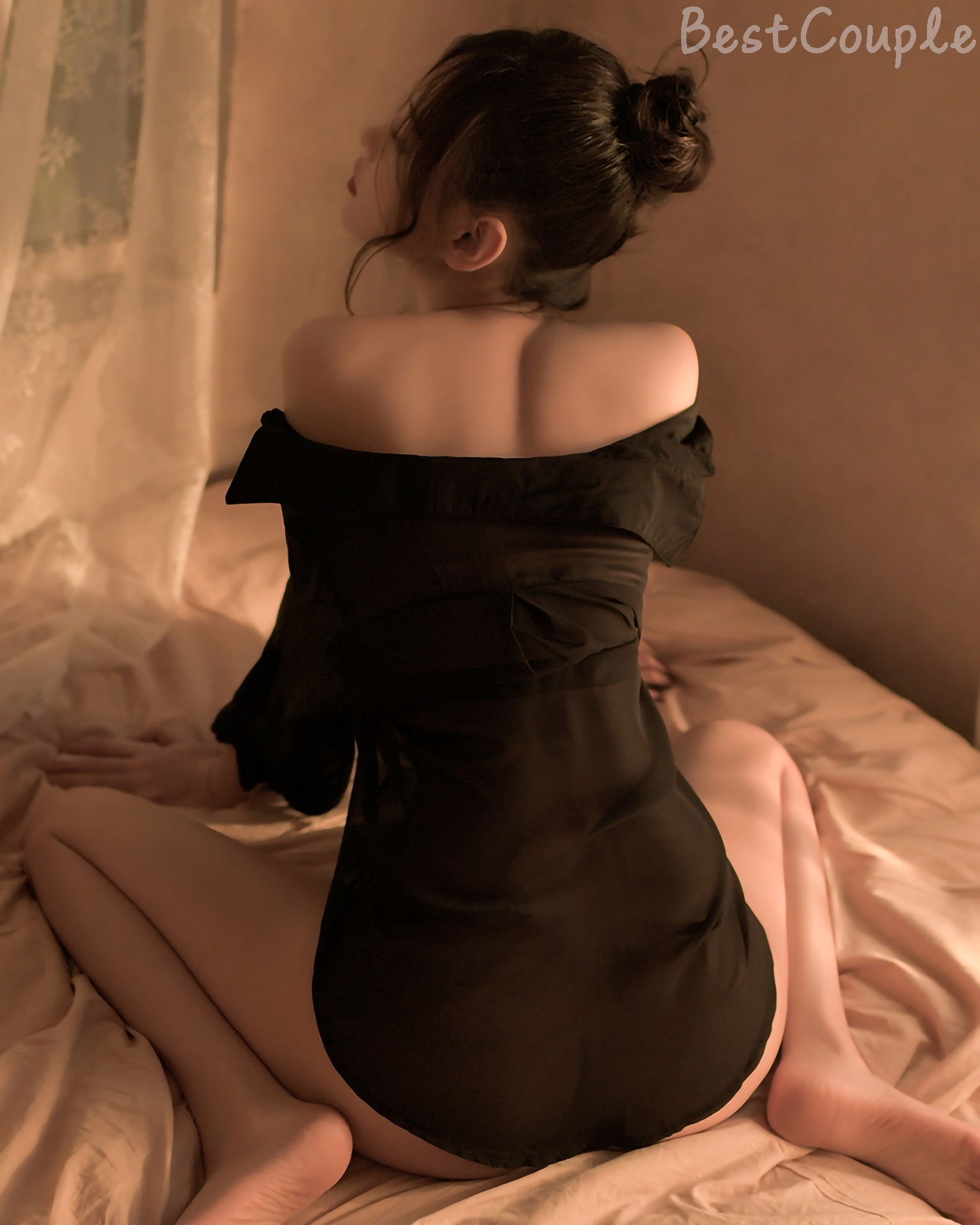 透視長袖襯衫 (黑) - 情趣內衣 BestCouple HongKong