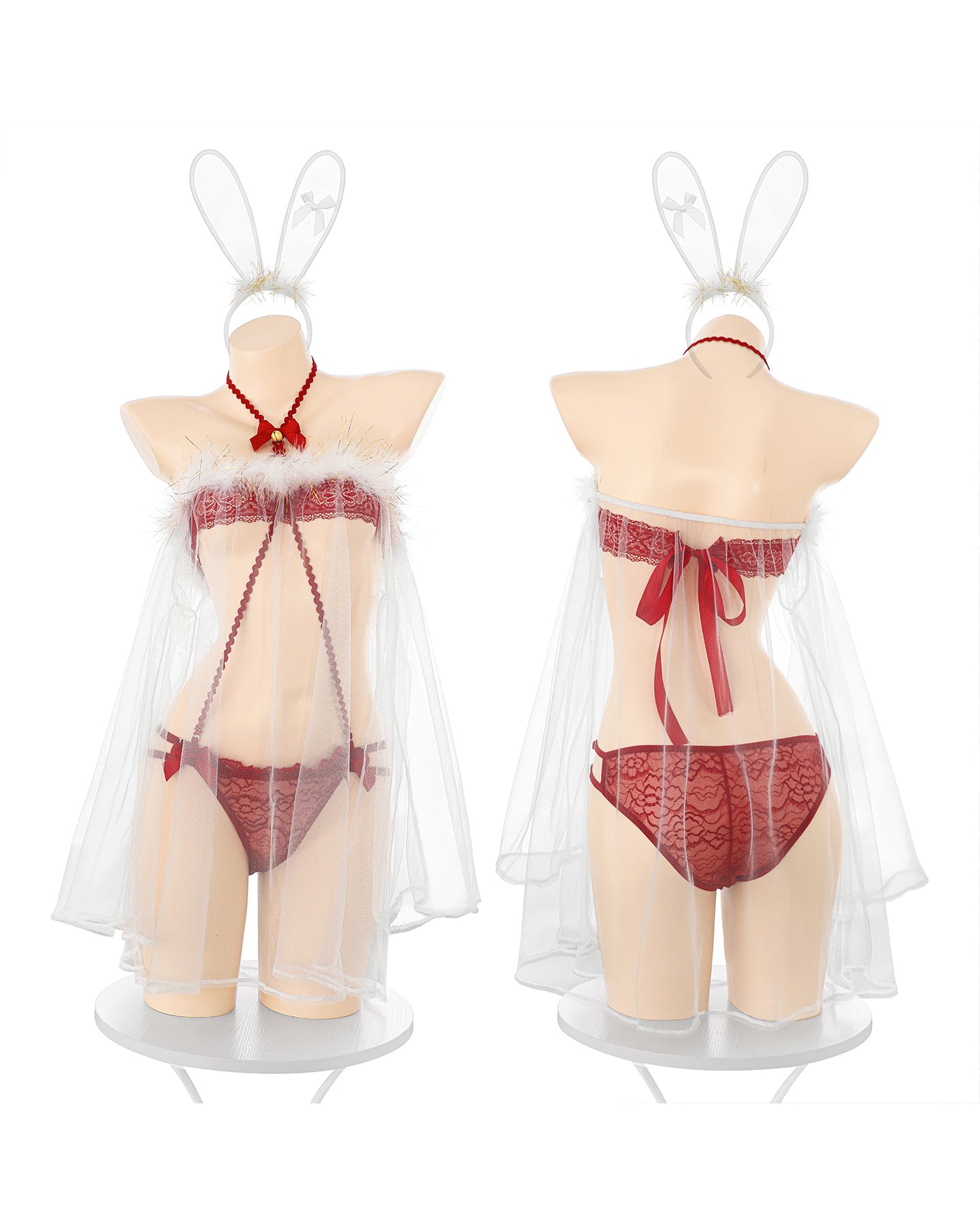 冬日初雪透視兔女套裝