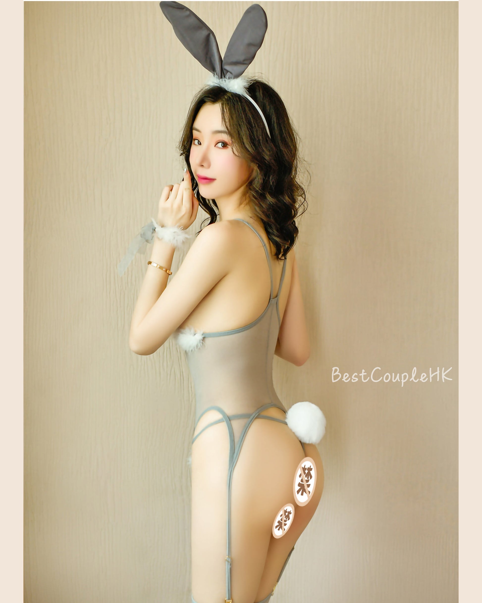 性感兔女郎馬甲套裝 (灰) - 情趣內衣 BestCouple HongKong