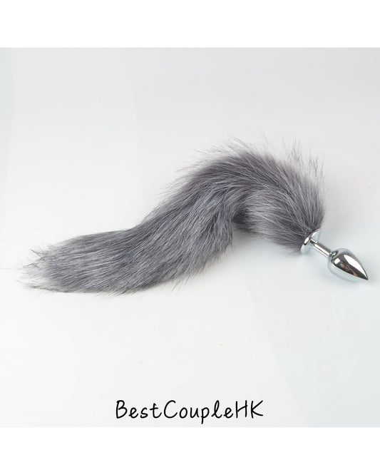 情趣玩具 毛毛肛塞尾巴 S0034 紫灰 BestCouple HongKong