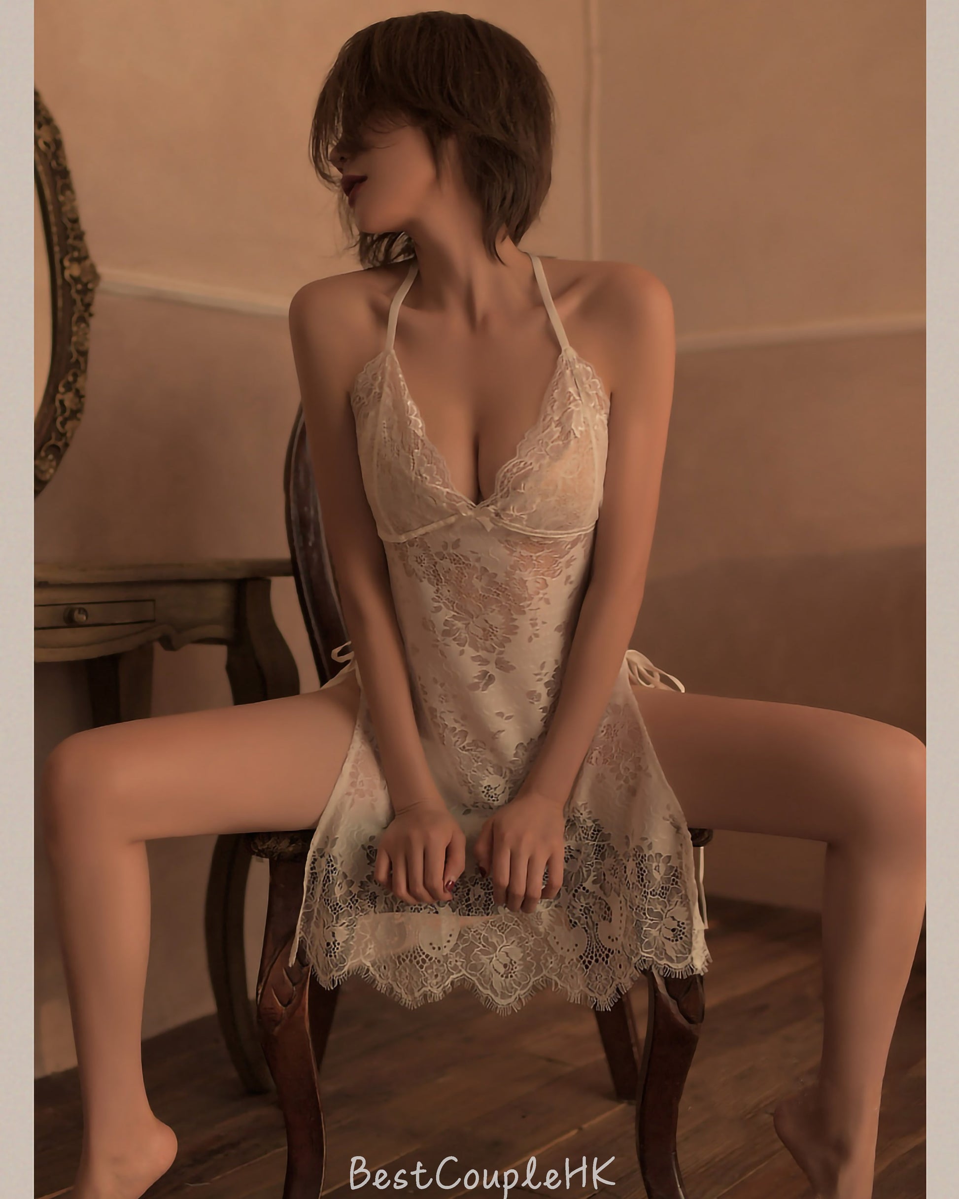 透視迷失性感睡裙 (白) - 情趣內衣 BestCouple HongKong