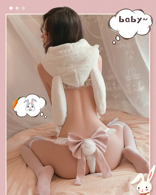 毛毛帶帽兔子套裝 - 情趣內衣 BestCouple HongKong