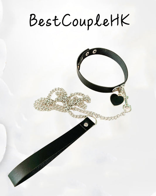 心型頸圈調教+牽繩鍊 - 情趣內衣 BestCouple HongKong