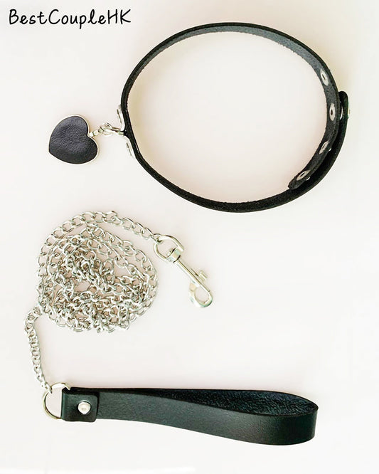 心型頸圈調教+牽繩鍊 - 情趣內衣 BestCouple HongKong